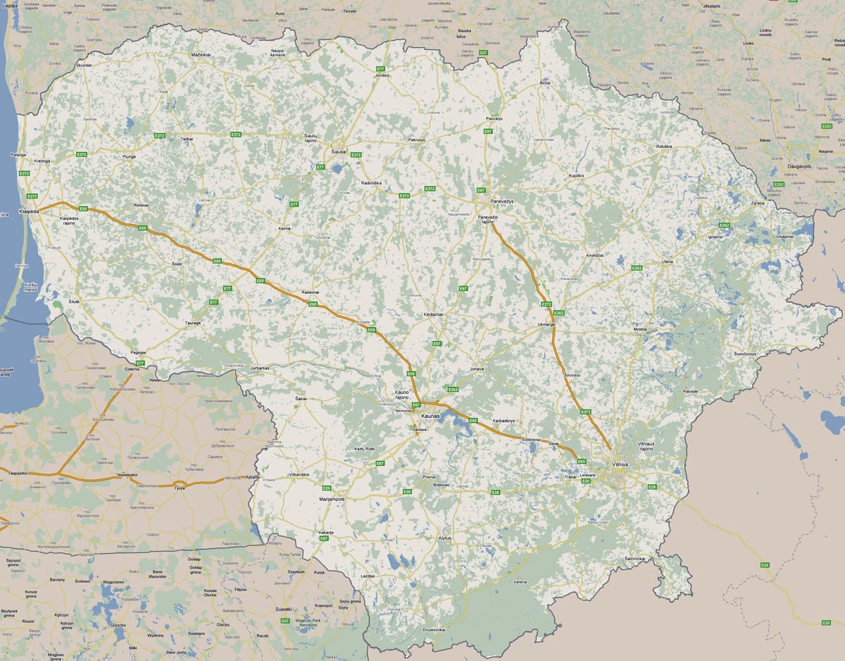 Mapa de Lituania turística 