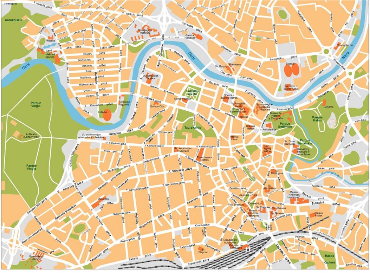 Mapa de vilnius, Lituania 